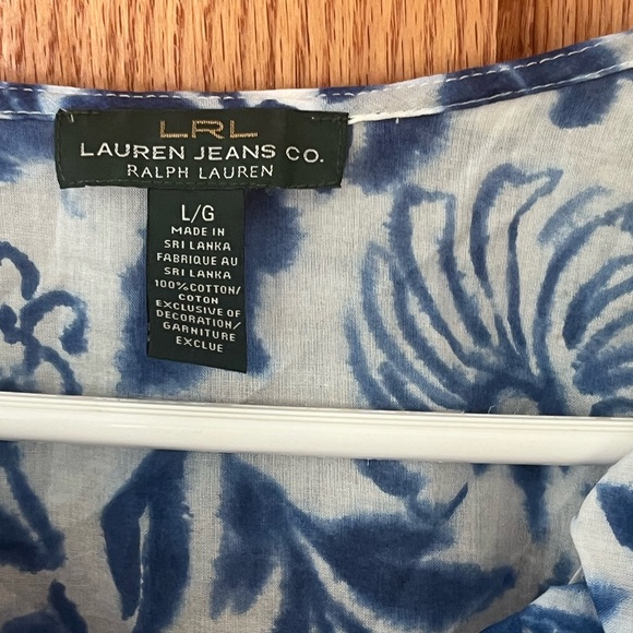Lauren Ralph Lauren Floral Blue Ruffle Women's Top - Picture 3 of 5